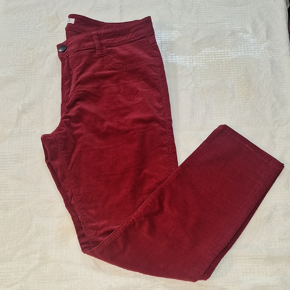 CAbi Women's Straight Leg Jeans in Deep Red